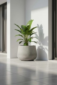 Kvetináč GIRAR, sklolaminát, výška 37 cm, tmavo sivá