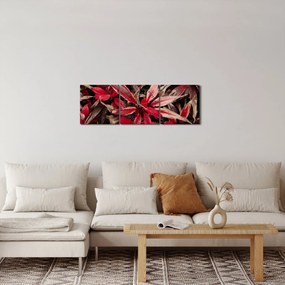 Obraz červených okvetných lístkov (s hodinami) (90x30 cm)