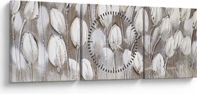 Obraz - Štruktúrované tulipány (s hodinami) (90x30 cm)