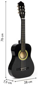 Veľká drevená detská gitara, 6 strún,