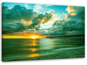 Obraz na plátně Západ slunce nad mořem - 90x60 cm