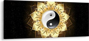 Obraz - Zlatý Yin-Yang (120x50 cm)