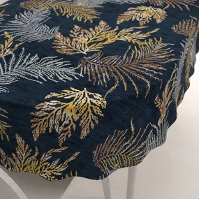 Biante Zamatový oválny obrus Tamara TMR-005 Papradie na modrosivom 100x140 cm
