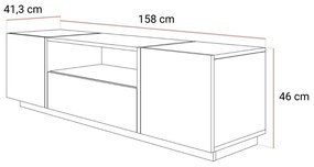 TV STOLÍK SANTINO KAŠMÍR LESK / ZLATÝ 158 cm