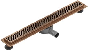 Mexen Flat 360°, lineárny podlahový žľab 60 cm, medená matná, 1C33060-40