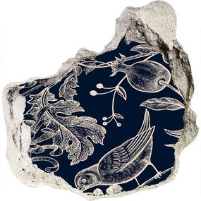 Samolepiaca diera na stenu nálepka Kvetín a vtákov nd-p-123515476