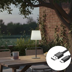 Stolná lampa sivá nabíjateľná vrátane LED a stmievača IP54 - Jude