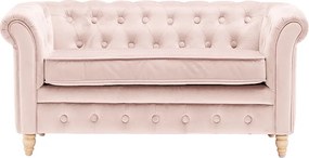 Bighome - Detská pohovka Chesterfield Velvet Light Pink - ružová