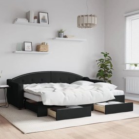 Rozkladacia denná posteľ so zásuvkami čierna 80x200 cm látka 3197563