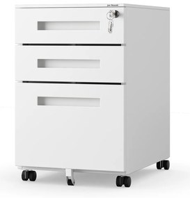 Kovový kontejner pod stůl KATE 390 x 600 x 500 mm, bílý