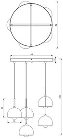 Luster na lanku COOL 5xE27/60W/230V čierna