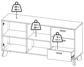Biela/v prírodnej farbe komoda v dekore duba 147x73x39 cm Ikast – Tvilum