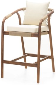 Zahradní barová židle Rovigo z masivu akáciové dřevo hnědá/béžová