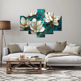 Obraz - Vitráž s magnóliou (150x105 cm)