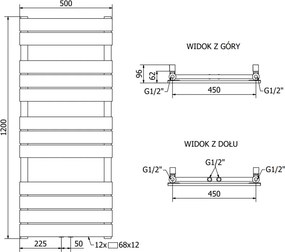 Mexen Ceres, elektrické vykurovacie teleso 1200 x 500 mm, 600 W, biela, W111-1200-500-2600-20
