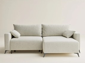 Krémovobiela ženilková rozkladacia/s úložným priestorom rohová pohovka (pravý roh/s leňoškou) Leon – Maison de Rêve