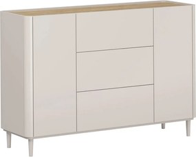 Komoda Elivo 150 cm so zásuvkami na nožičkách - kašmír / olejovaný dub
