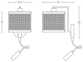 Zambelis 20355 - LED Nástenná lampa 1xE27/40W + LED/3W/230V ratan