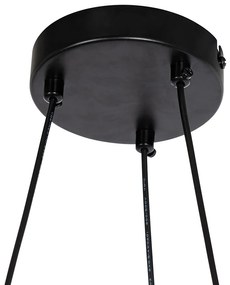 Čierne závesné svietidlo s dymovým sklom okrúhle 8-svetlo - Monaco