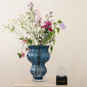 Bloomingville Exkluzívny set: váza Zanna Blue + aranžovací krúžok Hanataba