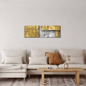 Obraz - Zlaté štvorce N⁰3 (s hodinami) (90x30 cm)
