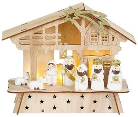 Vianočná dekorácia betlehem, výška: 19 cm, prírodná