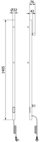 Mexen Pino, elektrické vykurovacie teleso s vešiakmi na uteráky 1405x32 mm, 75 W, biela, W301-1405-032-00-20