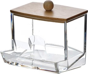Kozmetický organizér na vatové tyčinky BEA 8,5x5,5x8,5 cm bambus/číry