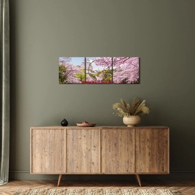 Obraz japonskej čerešne (s hodinami) (90x30 cm)