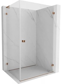 Mexen Lunar-B L výklopný sprchový kút pravý 95 x 80 cm, číre sklo, ružové zlato, 832L-095-080-60-00-P