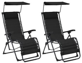 Skladacie terasové stoličky 2 ks textilénové čierne