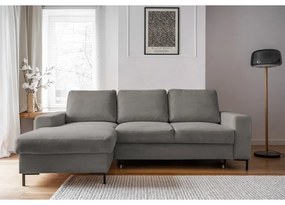 Sivá menčestrová rozkladacia rohová pohovka (ľavý roh) Lofty Lilly – Miuform