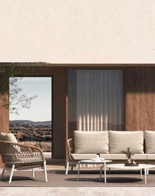 Záhradná zostava Malta: rohová pohovka, kreslo a 2 stolíky (pre 6 osôb)