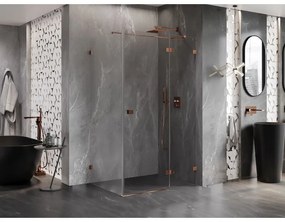 Mexen Lunar T, výklopný sprchový kút pravý 110 x 100 cm, 8mm číre sklo, profil ružové zlato, 834T-110-100-60-00-P