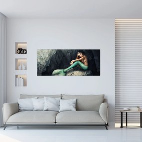 Obraz - Morská panna na skale (120x50 cm)