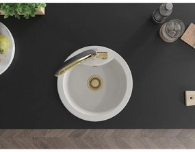 Mexen Diego, 1-komorový granitový drez 488x488x167 mm a drezová batéria Duo, biela, 6512-20-671701-57-G