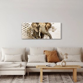 Obraz - Slon prerážajúci múr (120x50 cm)
