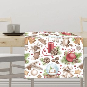 Vianočný obrus Svieca - biela - 50x140 cm