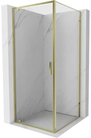 Mexen Exo, výklopný sprchový kút 95 x 95 cm, číre sklo, zlatá, 8181-095-095-50-00
