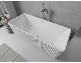 Mexen Nila, voľne stojaca ryhovaná vaňa 170 × 75 cm, biela lesklá, chrómový prepad, 52841708000-01