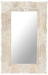 Zrkadlo biele 80x50 cm masívne mangovníkové drevo