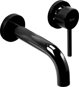 Rea Lungo, umývadlová batéria pod omietku + BOX montážny systém, čierna lesklá, REA-B4421