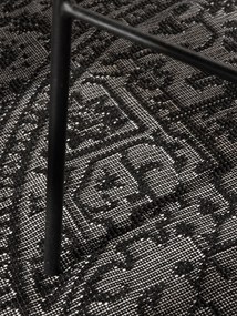 NORTHRUGS, Kusový koberec Duet Kona 106248 Black/White kruh - na von aj na doma, 160x160 (priemer) kruh, čiernobiela, chodba / predsieň