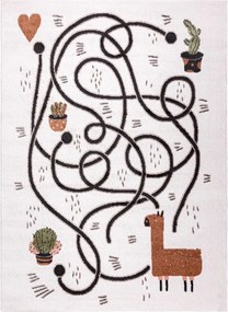 Dywany Łuszczów, AKCIA: 80x150 cm Detský kusový koberec Fun Game llama cream, biela, detská izba