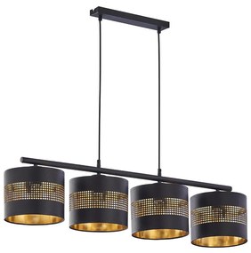 Luster na lanku TAGO 4xE27/15W/230V čierna/zlatá