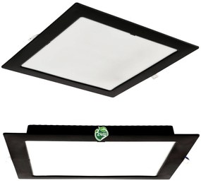 BERGE Štvorcový LED panel zapustený čierny - 24W - PC - neutrálna biela