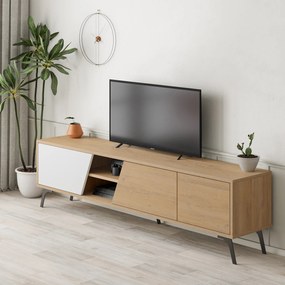TV stolík/skrinka Fila (Dub + Biela). Akcia -18%. Vlastná spoľahlivá doprava až k Vám domov. 1073476