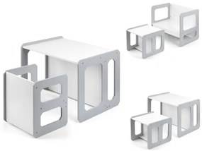 Detský stôl Stella 3v1 sivý so stoličkou