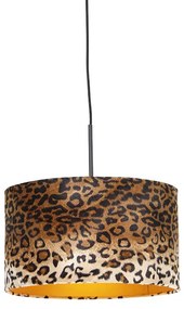 Moderné závesné svietidlo čierne s tienidlom leopard 35 cm - Combi