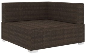 vidaXL Rohová sedačka 1 ks s podložkami, polyratan, hnedá